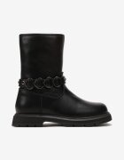  Botine Negre cu Baretă Decorativă cu Catarame Grentara