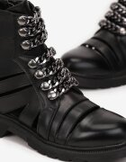  Botine Negre cu Carâmb cu Decupaje și Lanț Karolyne
