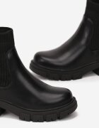  Botine Negre cu Carâmb Elastic Minoo
