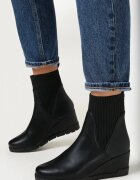  Botine Negre cu Gambă Elastică pe Toc Pană Ouban