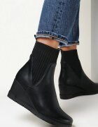  Botine Negre cu Gambă Elastică pe Toc Pană Ouban