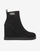  Botine Negre cu pană cu cataramă decorativă cu zirconii Atuna