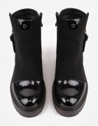  Botine Negre cu pană Decorate cu fermoar și Inserții lăcuite Linnalia