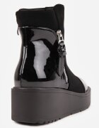  Botine Negre cu pană Decorate cu fermoar și Inserții lăcuite Linnalia