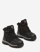  Botine Negre Cu șireturi Căptușite Geto De trekking pe talpă plată în relief Hetinita