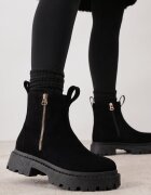  Botine Negre cu Talpă Groasă și Panglică Decorativă Cudrey