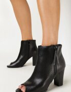  Botine Negre cu toc gros cu tija peste gleznă și cu vârful deschis Alentha