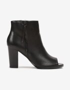  Botine Negre cu toc gros cu tija peste gleznă și cu vârful deschis Alentha