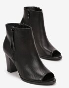  Botine Negre cu toc gros cu tija peste gleznă și cu vârful deschis Alentha