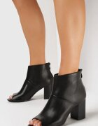  Botine Negre cu toc gros cu vârf deschis Isolene