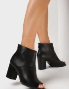  Botine Negre cu toc gros cu vârf deschis Isolene