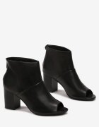  Botine Negre cu toc gros cu vârf deschis Isolene