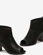  Botine Negre cu toc gros cu vârf deschis Isolene