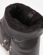  Botine Negre cu Toc Stil Western cu Fermoar cu Manșetă Răsfrântă Mavelia