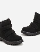  Botine Negre cu Velcro și Talpă Groasă Meralesi