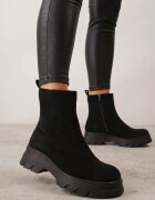  Botine Negre din Imitație de Piele Întoarsă pe Platformă Embosată Naorinda