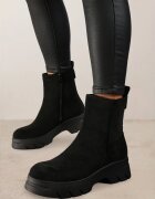 Botine Negre din Imitație de Piele Întoarsă pe Platformă Embosată Naorinda