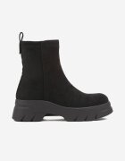  Botine Negre din Imitație de Piele Întoarsă pe Platformă Embosată Naorinda
