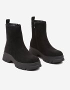  Botine Negre din Imitație de Piele Întoarsă pe Platformă Embosată Naorinda