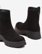  Botine Negre din Imitație de Piele Întoarsă pe Platformă Embosată Naorinda