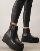  Botine Negre din Piele Ecologică cu Toc Pană cu Platformă Ornamente cu Fermoar Irivara