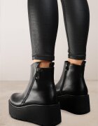  Botine Negre din Piele Ecologică cu Toc Pană cu Platformă Ornamente cu Fermoar Irivara