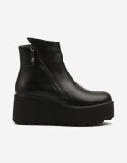  Botine Negre din Piele Ecologică cu Toc Pană cu Platformă Ornamente cu Fermoar Irivara