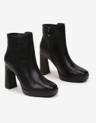  Botine Negre Elegante cu toc gros Tobizola