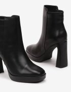 Botine Negre Elegante cu toc gros Tobizola