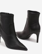  Botine Negre Elegante cu toc stiletto cu vârf ascuțit Ittolora