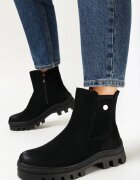  Botine Negre în Stil Cizme Chelsea Sport cu Talpă Groasă Vellinga
