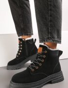  Botine Negre în Stil Trappers Căptușite Gros Samecia