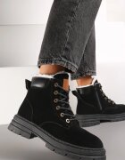  Botine Negre în Stil Trappers Căptușite Gros Samecia