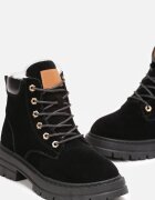 Botine Negre în Stil Trappers Căptușite Gros Samecia