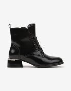  Botine Negre Lăcuite cu Toc cu Inserție Metalică Arkinoa