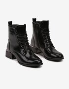  Botine Negre Lăcuite cu Toc cu Inserție Metalică Arkinoa