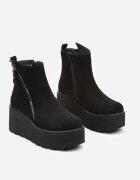  Botine Negre pe pană cu platformă ornamentate cu fermoar Irivara