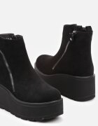  Botine Negre pe pană cu platformă ornamentate cu fermoar Irivara