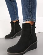  Botine Negre pe Pană din Imitație de Antilopă Paurik