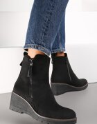  Botine Negre pe Pană din Imitație de Antilopă Paurik