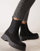  Botine Negre pe talpă groasă cu carâmb elastic Mavirae