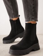  Botine Negre pe talpă groasă cu carâmb elastic Mavirae