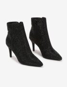  Botine negre pe toc cui decorate cu zirconii Irivian