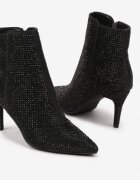  Botine negre pe toc cui decorate cu zirconii Irivian
