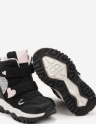  Botine Negre Plate cu scai Decorate cu inimi Verielle