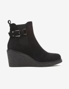  Botine Negre stil Chelsea pe coturn decorate cu o curea Erinnda