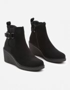  Botine Negre stil Chelsea pe coturn decorate cu o curea Erinnda