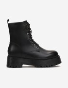  Botine Negre Stil Worker cu Platformă și Șireturi Ixuelli