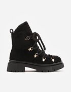  Botine Negre Tip trapper cu Șiret Decorativ și Căptușeală de blană Godhilde