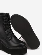  Botine Negre tip Trappers pe Platformă cu Pană Evrisia